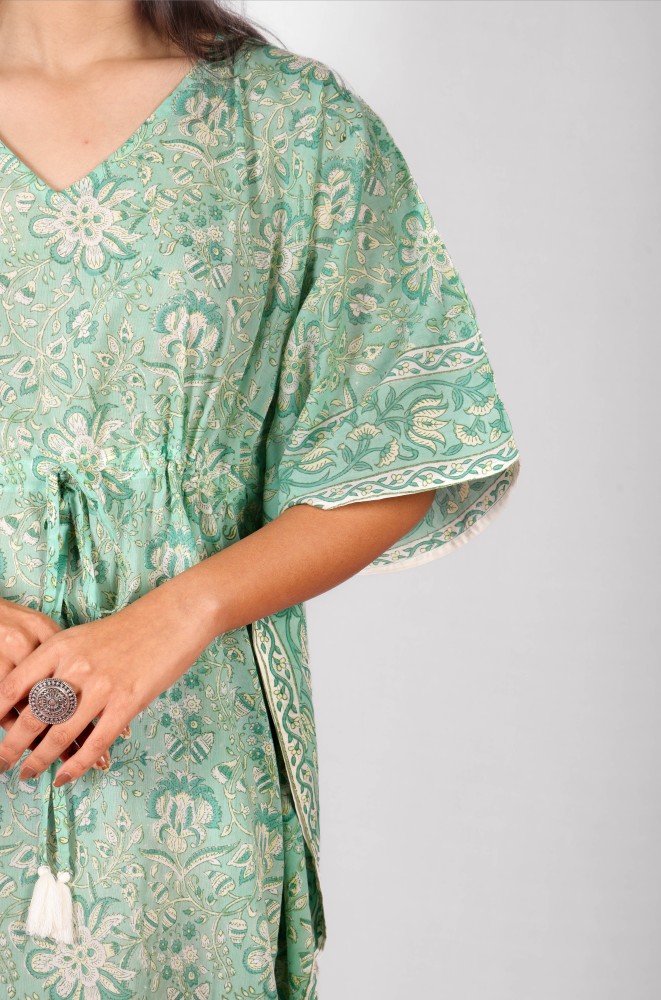 Green-White-Hand-block-printed-cotton-Kaftan3