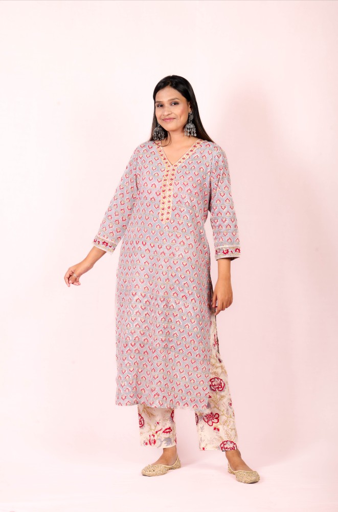 Namika-Hand-Block-printed-cotton-Kurta-Set-with-Kota-Doriya-Dupatta-3pc-1