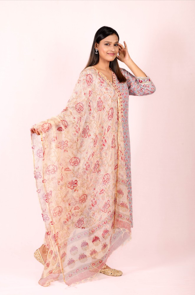 Namika-Hand-Block-printed-cotton-Kurta-Set-with-Kota-Doriya-Dupatta-3pc-3