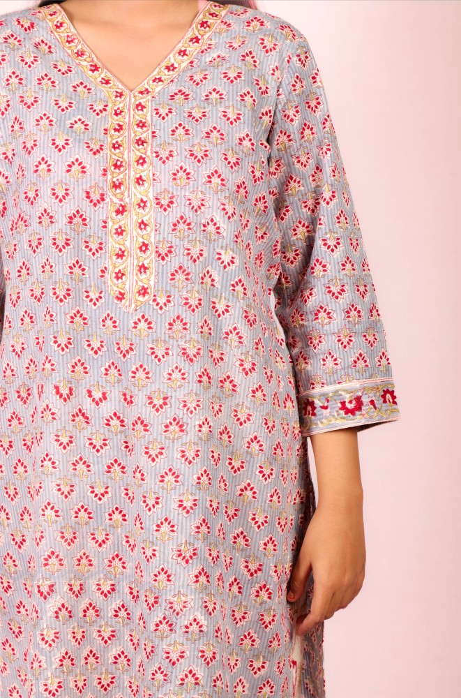 Namika-Hand-Block-printed-cotton-Kurta-Set-with-Kota-Doriya-Dupatta-3pc-5